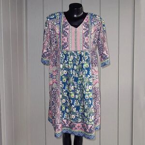 MISSLOOK Boho Pink and Blue Dress